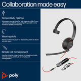 Poly Blackwire 5210 Monaural USB-C Headset +3.5mm Plug +USB-C/A Adapter (Bulk)