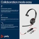 HP Poly Blackwire 5210 Monaural USB-C Headset +3.5mm Plug +USB-C/A Adapter (Bulk)