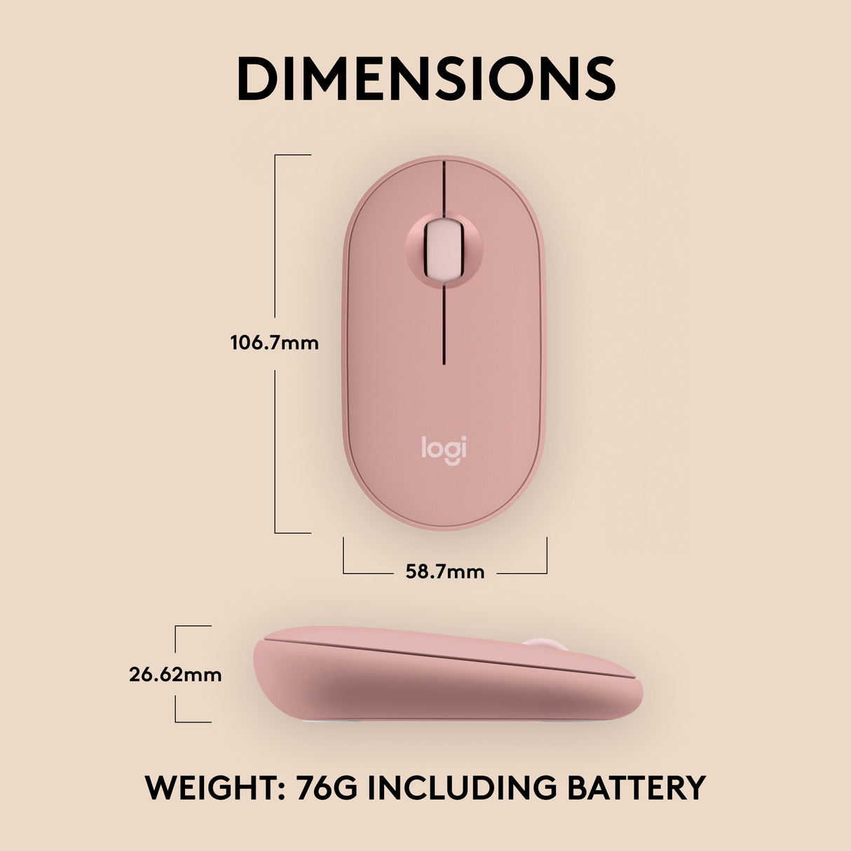 Logitech 910-007014 mouse Travel Ambidextrous RF Wireless + Bluetooth Optical 4000 DPI