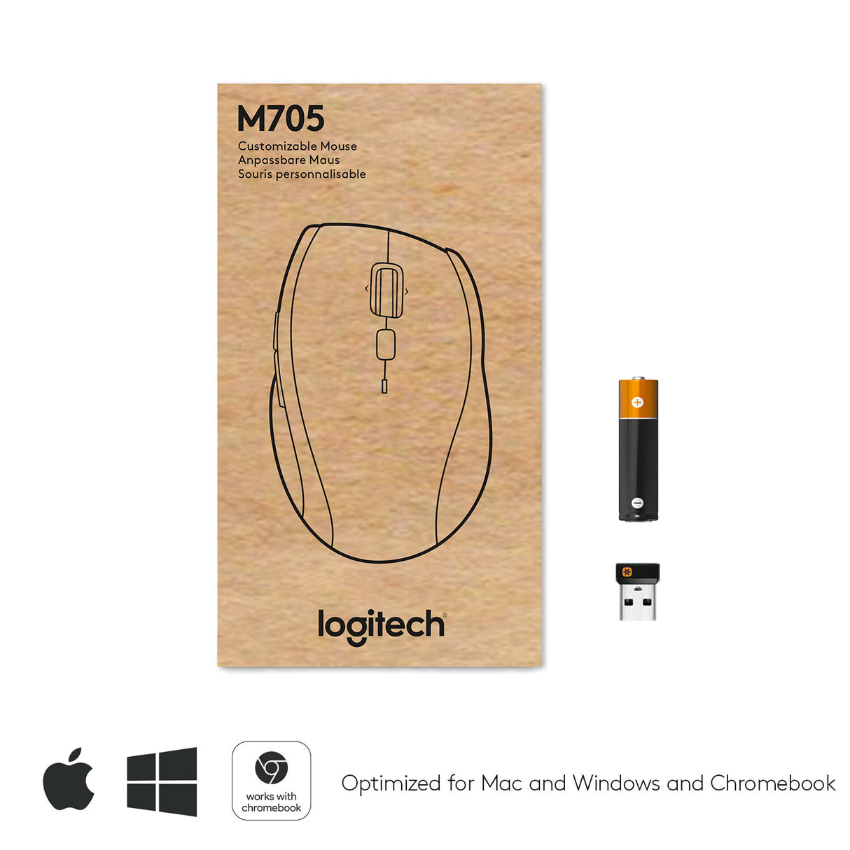 LOGITECH M705 Mouse right-handed laser wireless 2.4 GHz USB wireless receiver grey