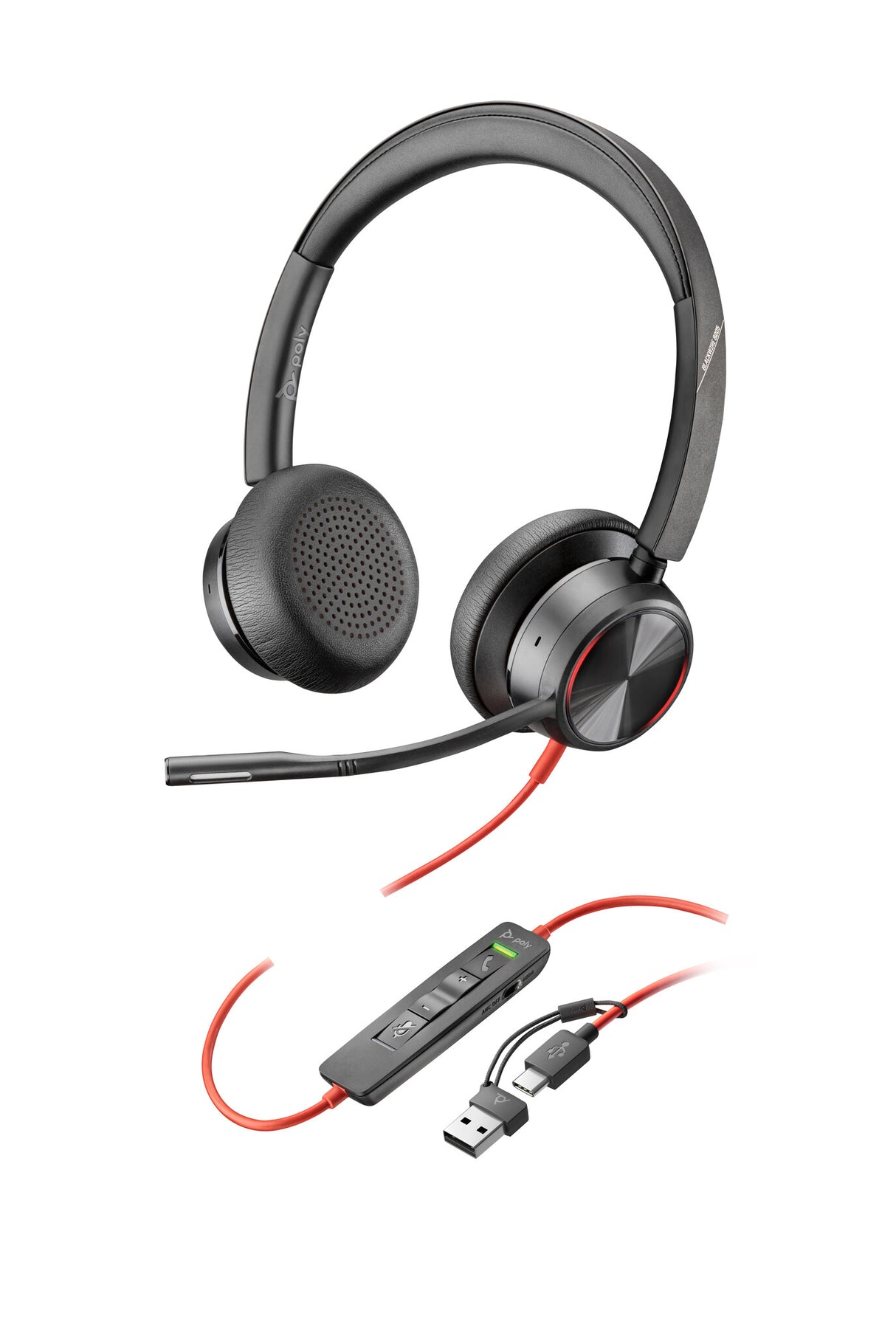 Poly Blackwire 8225 Stereo USB-C Headset +USB-C/A Adapter