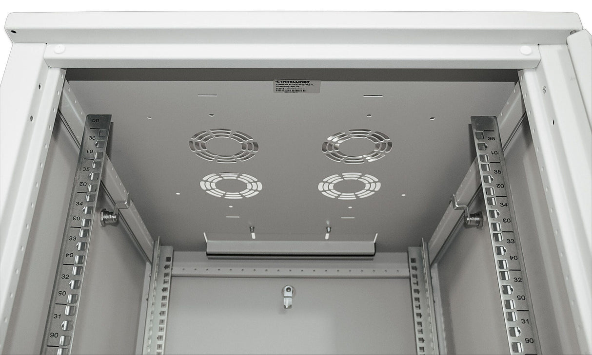 Intellinet 19" Network Cabinet - Free Standing, 42U, 800x800mm (width x depth), Grey, Assembled, Max 1500kg, Multi-Point Door Lock, One Lock Per Side Panel, Usable Depth 123 to 573mm, IP20 rated, Rack, Steel