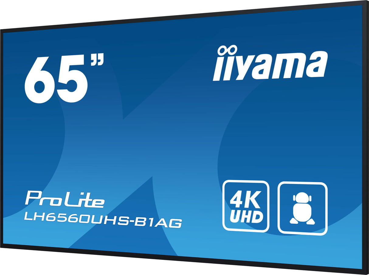 iiyama LH6560UHS-B1AG skilte display Digital A-tavle 165,1 cm (65") LED Wi-Fi 500 cd/m² 4K Ultra HD Sort Indbygget processer Android 11 24/7