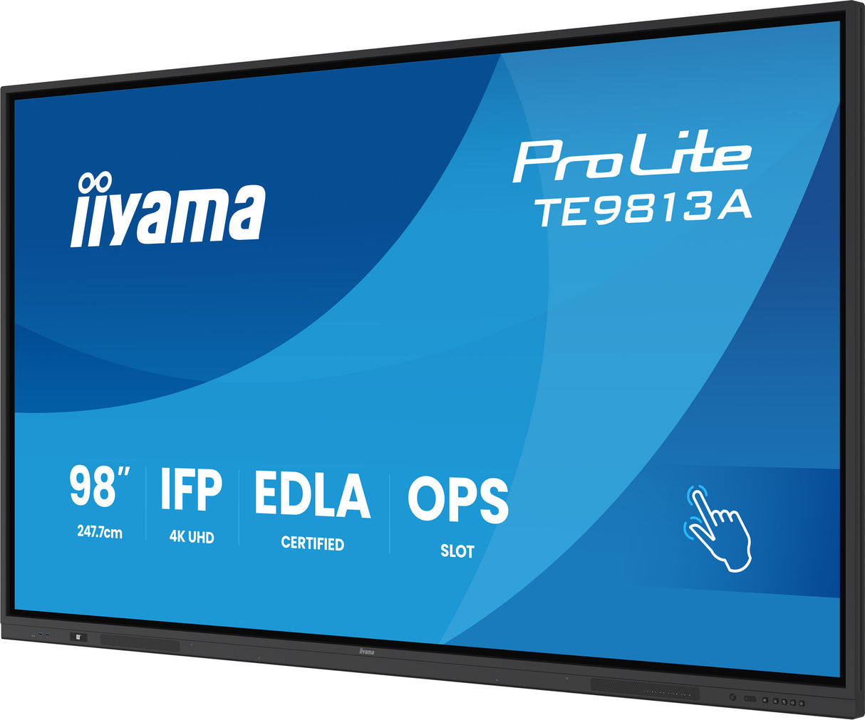 iiyama TE9813A-B1AG Signage Display Interactive flat panel 2.48 m (97.5") Wi-Fi 500 cd/m² 4K Ultra HD Black Touchscreen Built-in processor Android 18/7