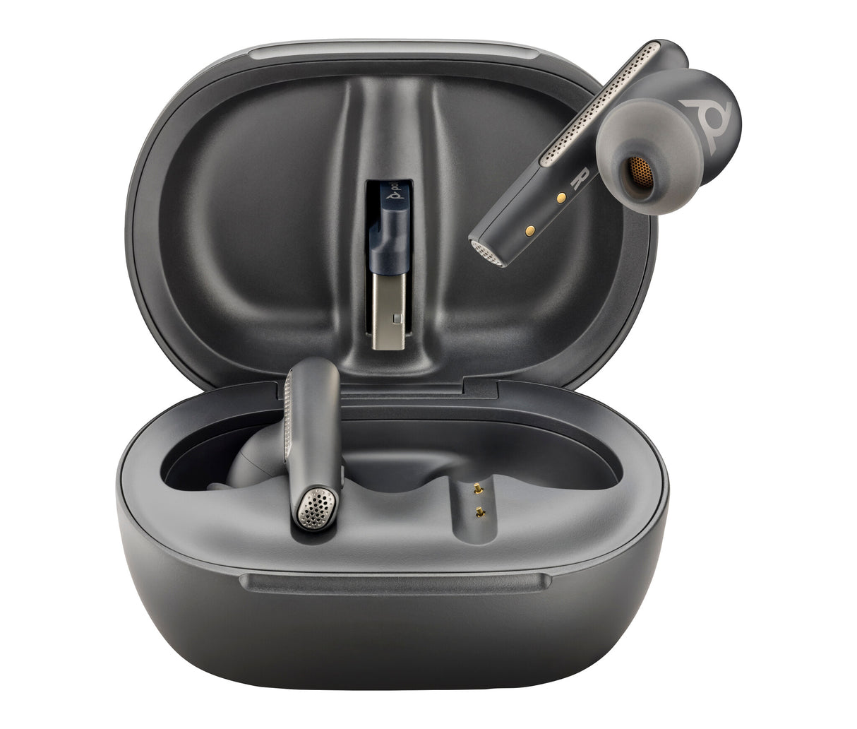 Poly Voyager Free 60+ UC Carbon Black Earbuds +BT700 USB-A Adapter +Touchscreen Charge Case