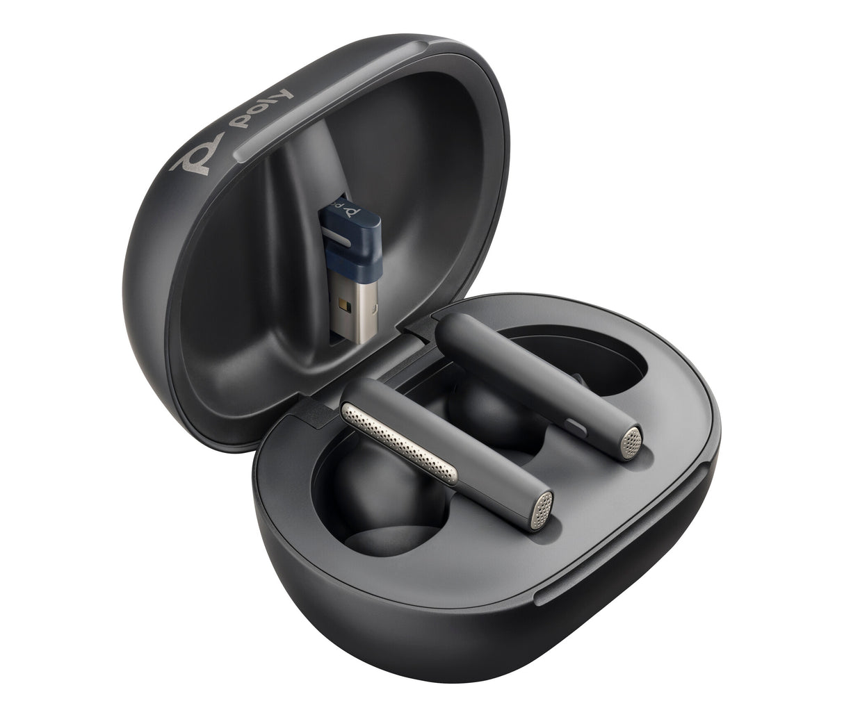 Poly Voyager Free 60+ UC M Carbon Black Earbuds +BT700 USB-A Adapter +Touchscreen Charge Case