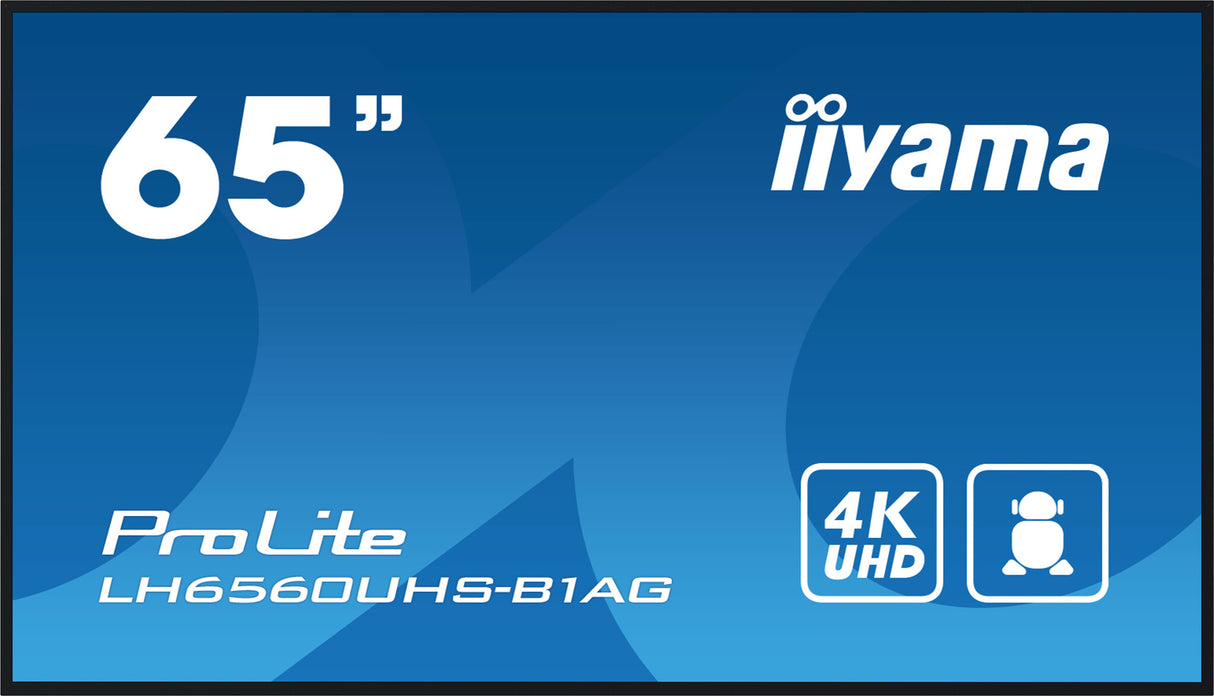 iiyama LH6560UHS-B1AG skilte display Digital A-tavle 165,1 cm (65") LED Wi-Fi 500 cd/m² 4K Ultra HD Sort Indbygget processer Android 11 24/7