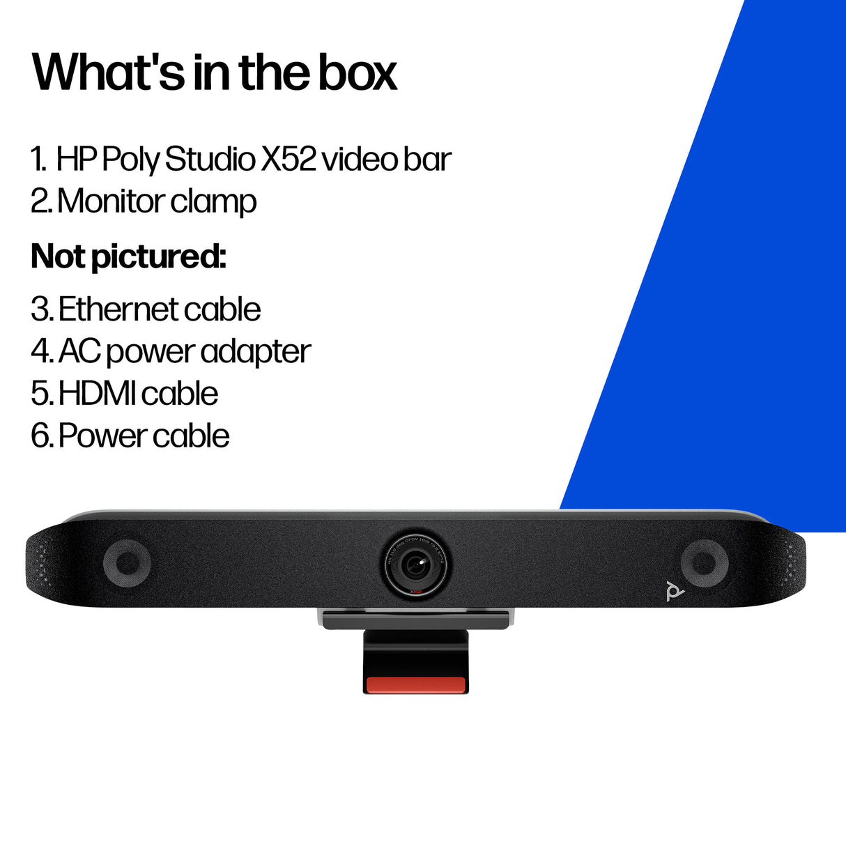 HP Poly Studio X52 All-In-One Video Bar No Radio or Power Cord GSA/TAA