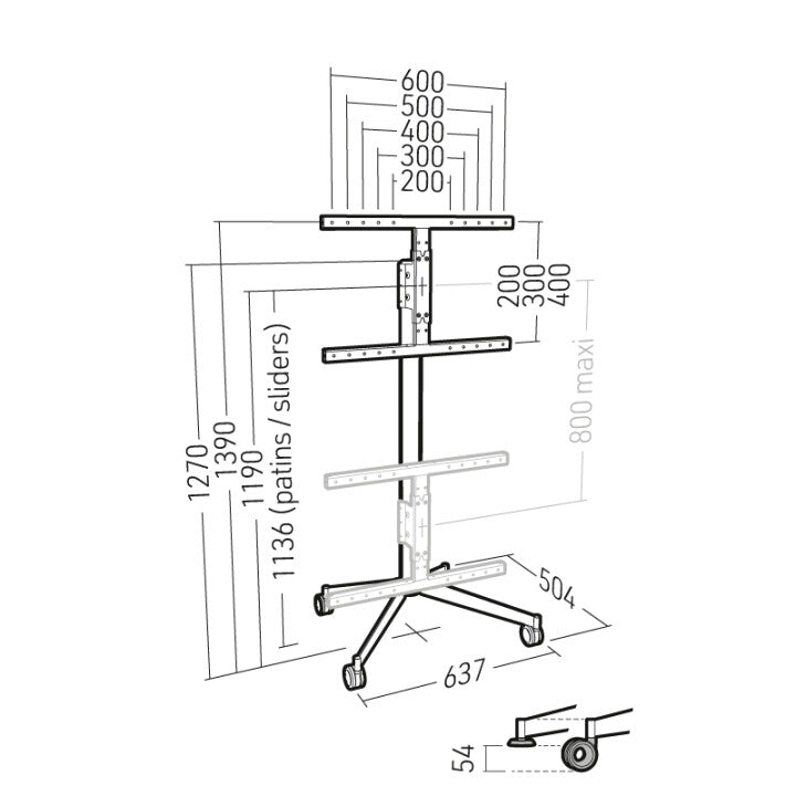 Erard KANA1400XL 2.03 m (80") Black, Steel