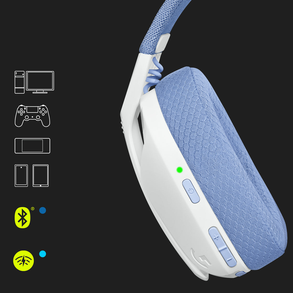 Logitech G G435 Headset Trådløs Spil Bluetooth Hvid