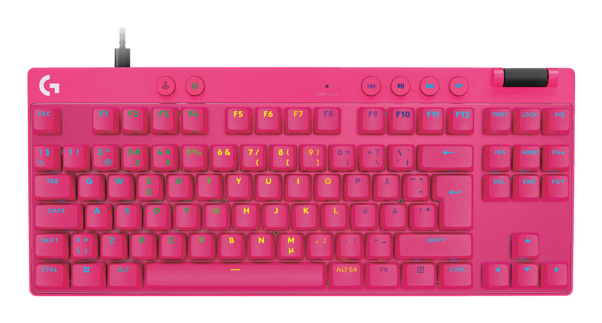 Logitech G PRO X TKL RAPID tastatur Spil USB QWERTY Dansk, Finsk, Norsk, Svensk Lyserød