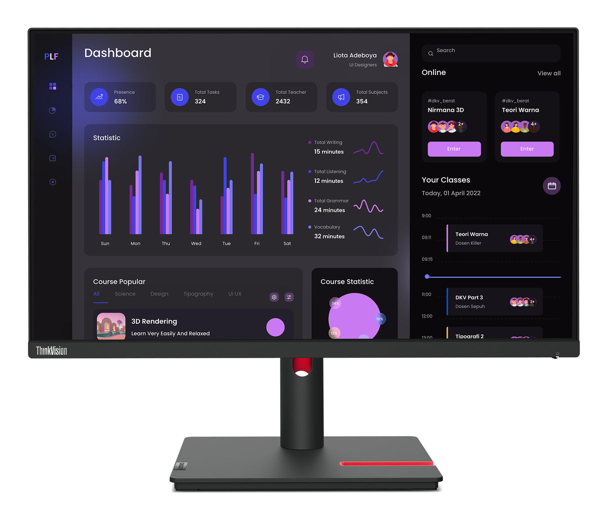 Lenovo ThinkVision T24i-30 LED display 60.5 cm (23.8") 1920 x 1080 pixels Full HD Black