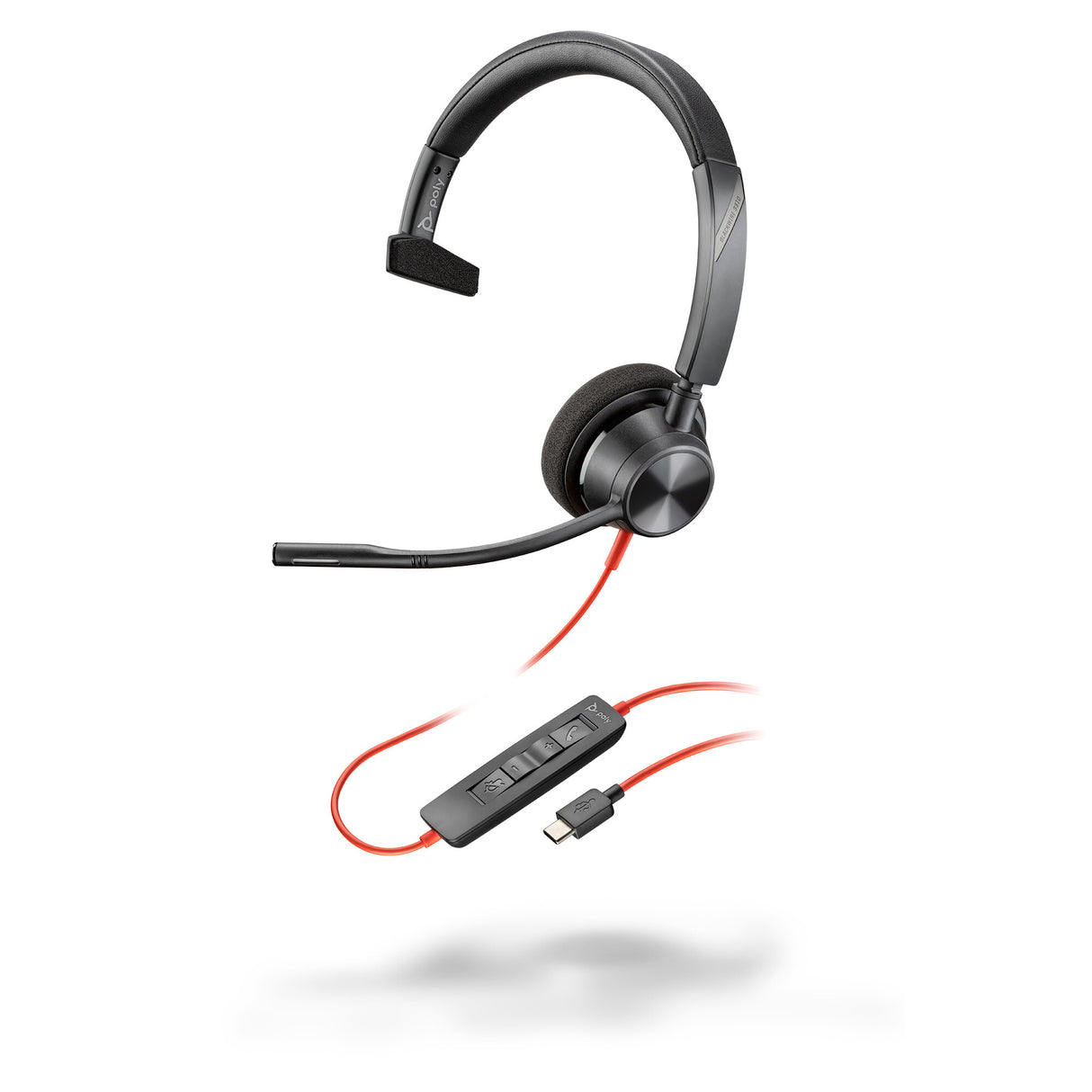 Poly Blackwire 3310 Monaural USB-C Headset +USB-C/A Adapter
