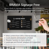 Sony FW-43EZ20L Signage Display Digital signage flat panel 109.2 cm (43") LED Wi-Fi 350 cd/m² 4K Ultra HD Black Android 16/7