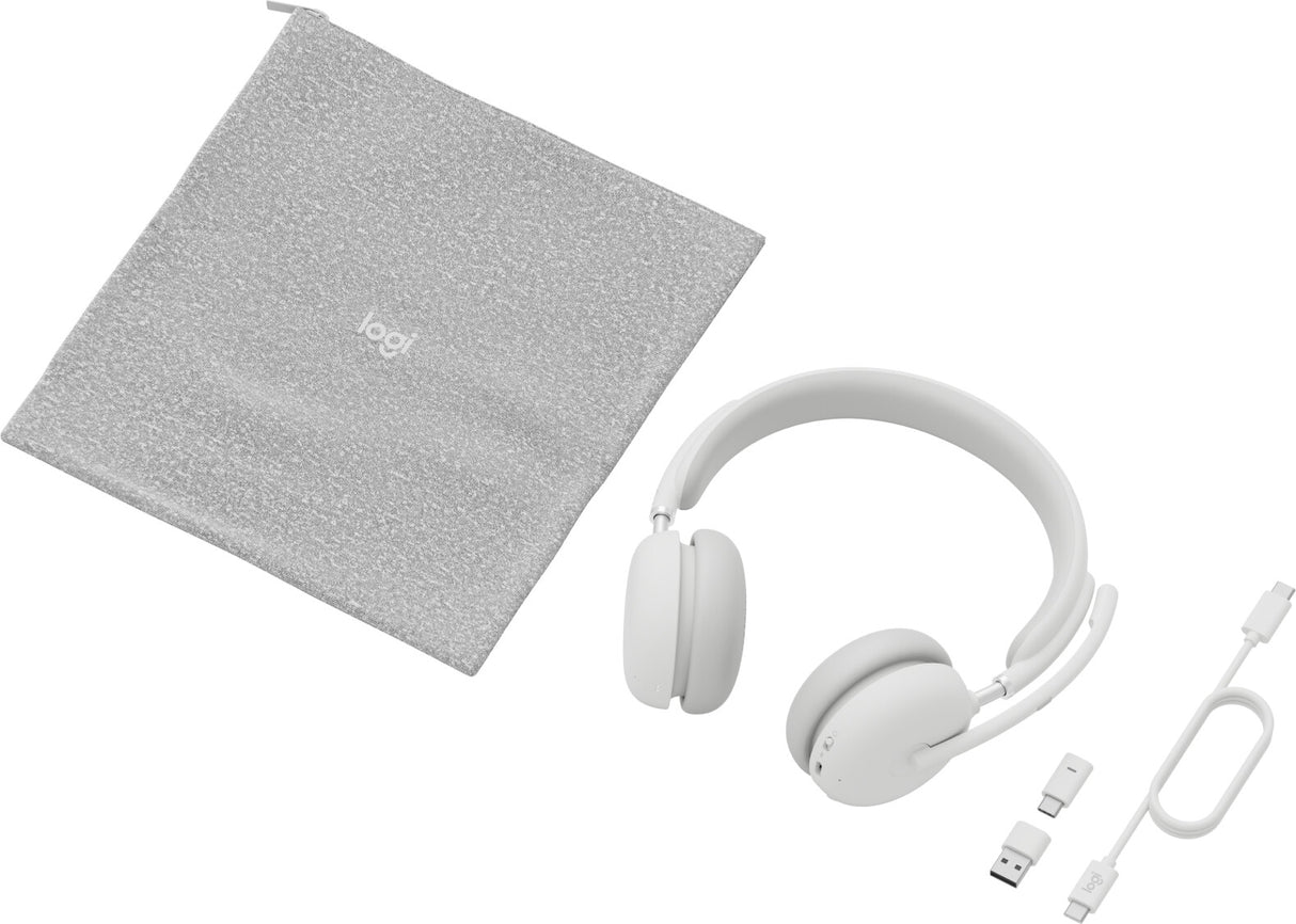Logitech Zone Wireless 2 Headset Kabel & trådløs Kontor/Callcenter USB Type-C Bluetooth Hvid