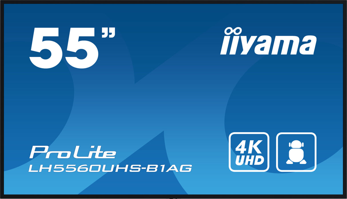 iiyama LH5560UHS-B1AG skilte display Digital A-tavle 139,7 cm (55") LED Wi-Fi 500 cd/m² 4K Ultra HD Sort Indbygget processer Android 11 24/7