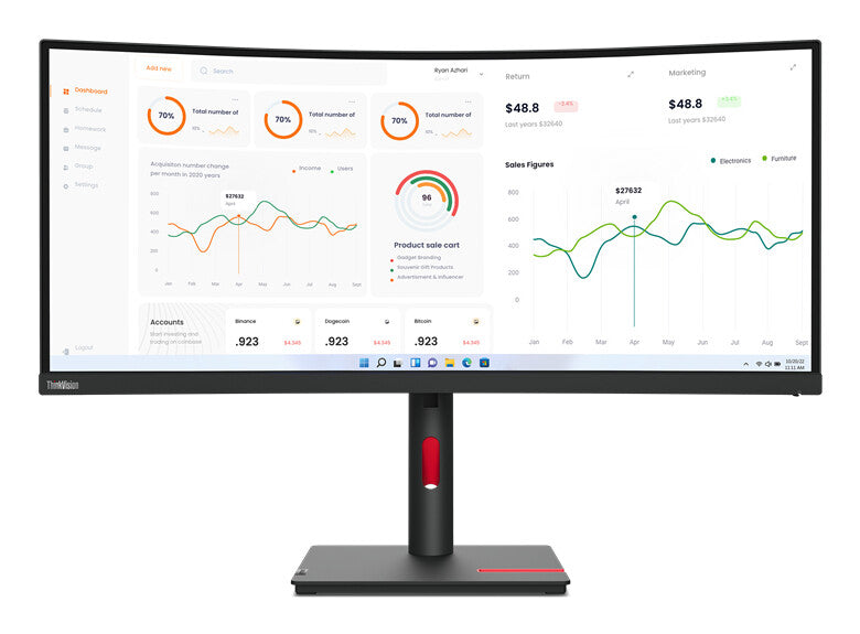 Lenovo ThinkVision T34w-30 computer monitor 86.4 cm (34") 3440 x 1440 pixels Wide Quad HD LED Black