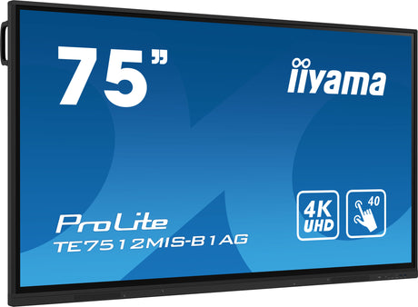 iiyama PROLITE Digital fladpaneldisplay 190,5 cm (75") Wi-Fi 400 cd/m² 4K Ultra HD Sort Berøringsskærm Indbygget processer Android 11 16/7