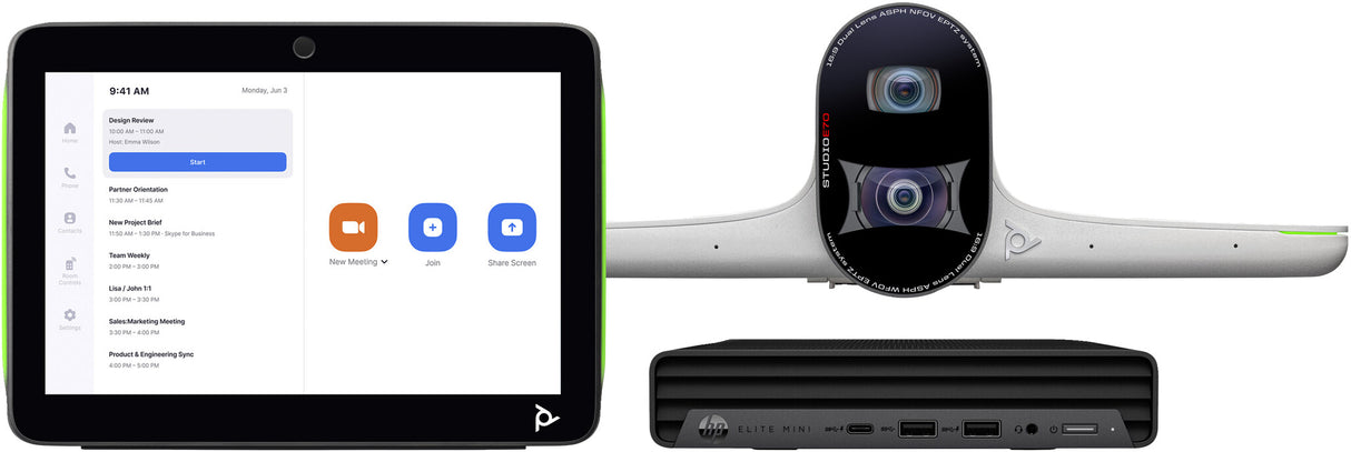 Poly Studio Large Room Bundle for Zoom Rooms: Studio E70 Smart Camera and HP PC w/TC10 (ABB)