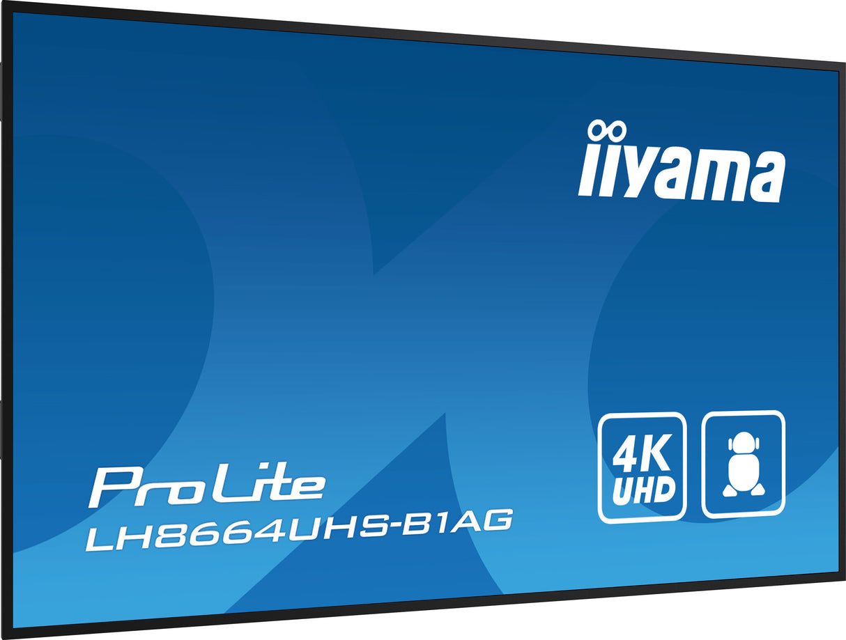 iiyama LH8664UHS-B1AG skilte display Digital A-tavle 2,18 m (86") LED Wi-Fi 500 cd/m² 4K Ultra HD Sort Indbygget processer Android 11 24/7