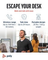 HP Poly Voyager 4320 UC Stereo USB-A Headset +BT700 USB-A Adapter +Charging Stand