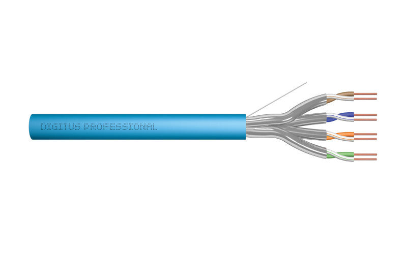 Digitus Data KAT6A U/FTP Blå inst., 4x2xAWG23, LSZH, HD-PE, ETL, 305 meter på tromle