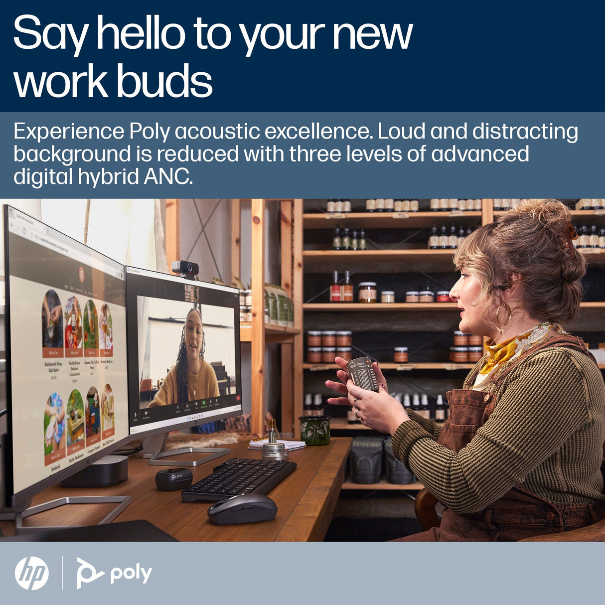 Poly Voyager Free 60+ UC Carbon Black Earbuds +BT700 USB-A Adapter +Touchscreen Charge Case