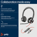 Poly Blackwire 8225 Stereo USB-C Headset +USB-C/A Adapter