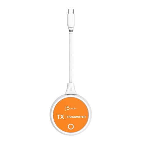 j5create JVAW62 ScreenCast USB-C® Wireless Display HDMI™ Extender, White and Orange