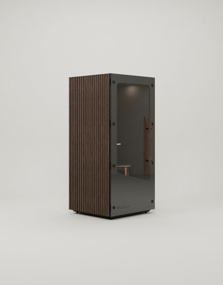 Mutebox One Sort dør / Brown Oak