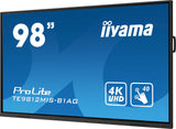 iiyama TE9812MIS-B1AG skilte display Digital A-tavle 2,49 m (98") LED Wi-Fi 400 cd/m² 4K Ultra HD Sort Berøringsskærm Indbygget processer Android 24/7