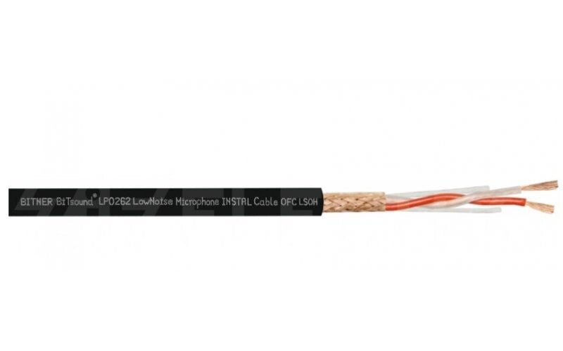 BiTsound Mikrofonkabel inst. 2x0,35, Sort, Skærmet, inst. OFC, LSZH, UV Resistent, 500 mtr. tr.