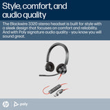 Poly Blackwire 3320 Stereo Microsoft Teams Certified USB-C Headset +USB-C/A Adapter