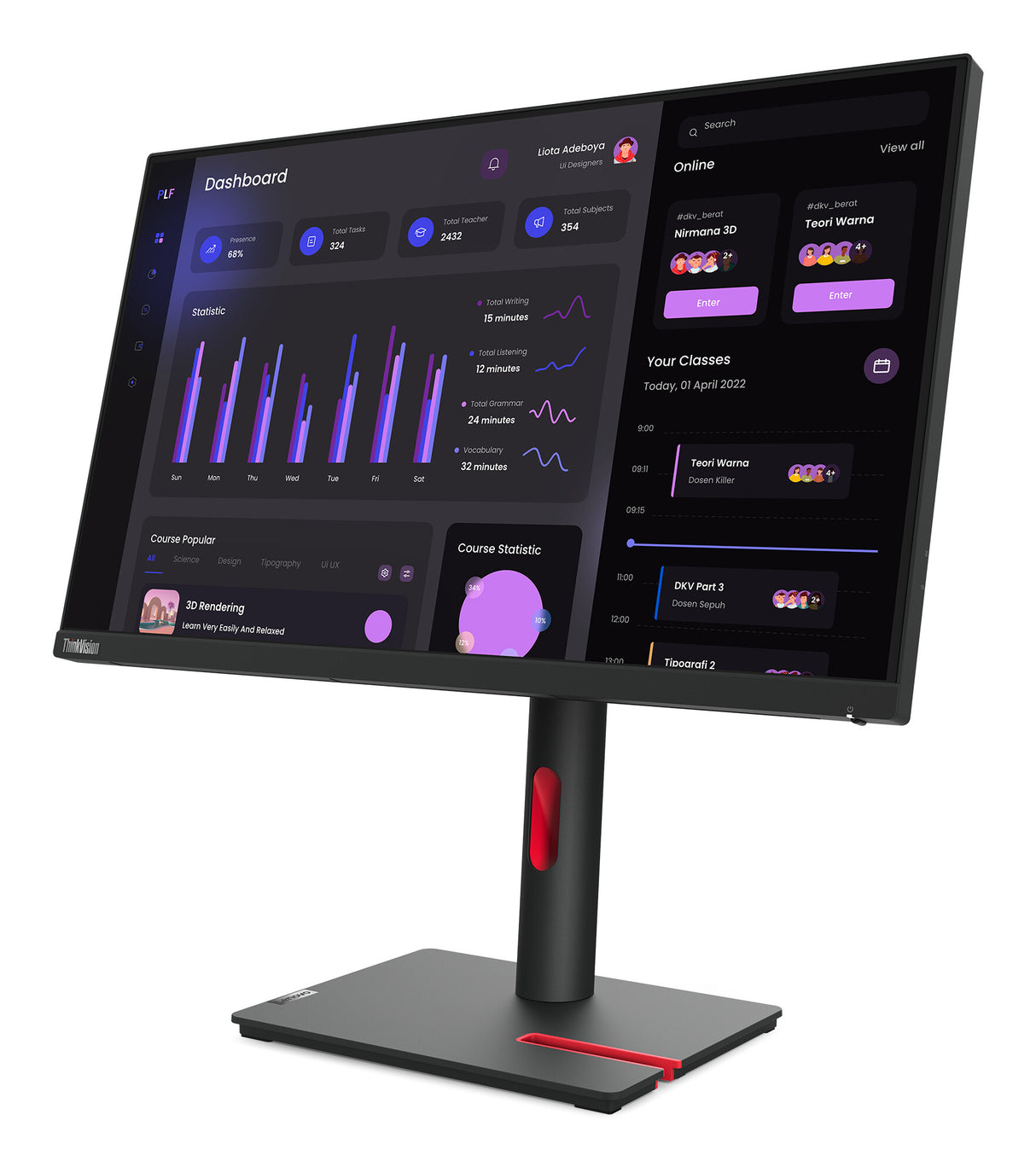 Lenovo ThinkVision T24i-30 LED display 60.5 cm (23.8") 1920 x 1080 pixels Full HD Black