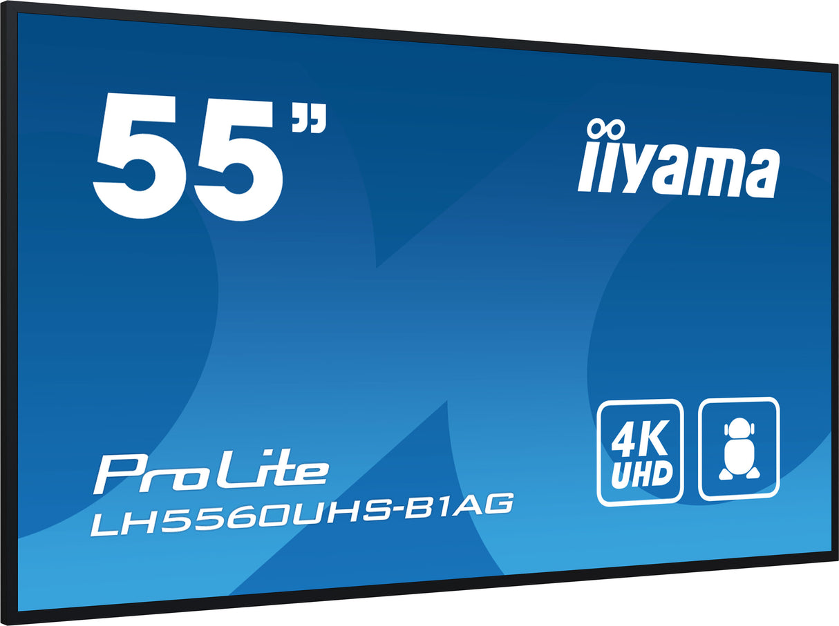 iiyama LH5560UHS-B1AG skilte display Digital A-tavle 139,7 cm (55") LED Wi-Fi 500 cd/m² 4K Ultra HD Sort Indbygget processer Android 11 24/7