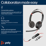 Poly Blackwire 5220 Stereo USB-C Headset +3.5mm Plug +USB-C/A Adapter (Bulk)
