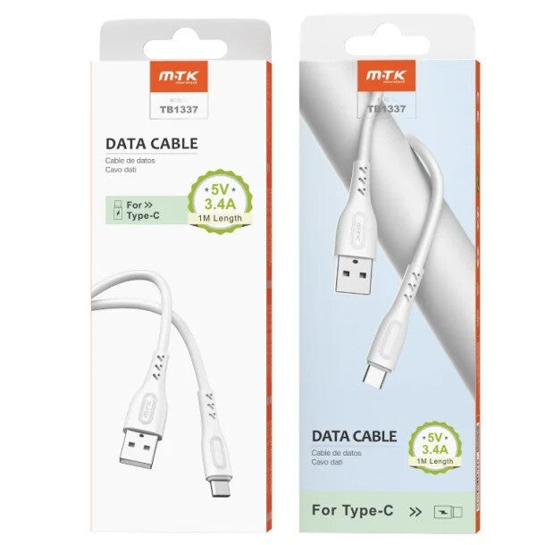 MTK USB 2.0 - USB-C kabel, 1 M - Hvid