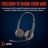 Poly Blackwire 3225 Stereo USB-C Headset +3.5mm Plug +USB-C/A Adapter