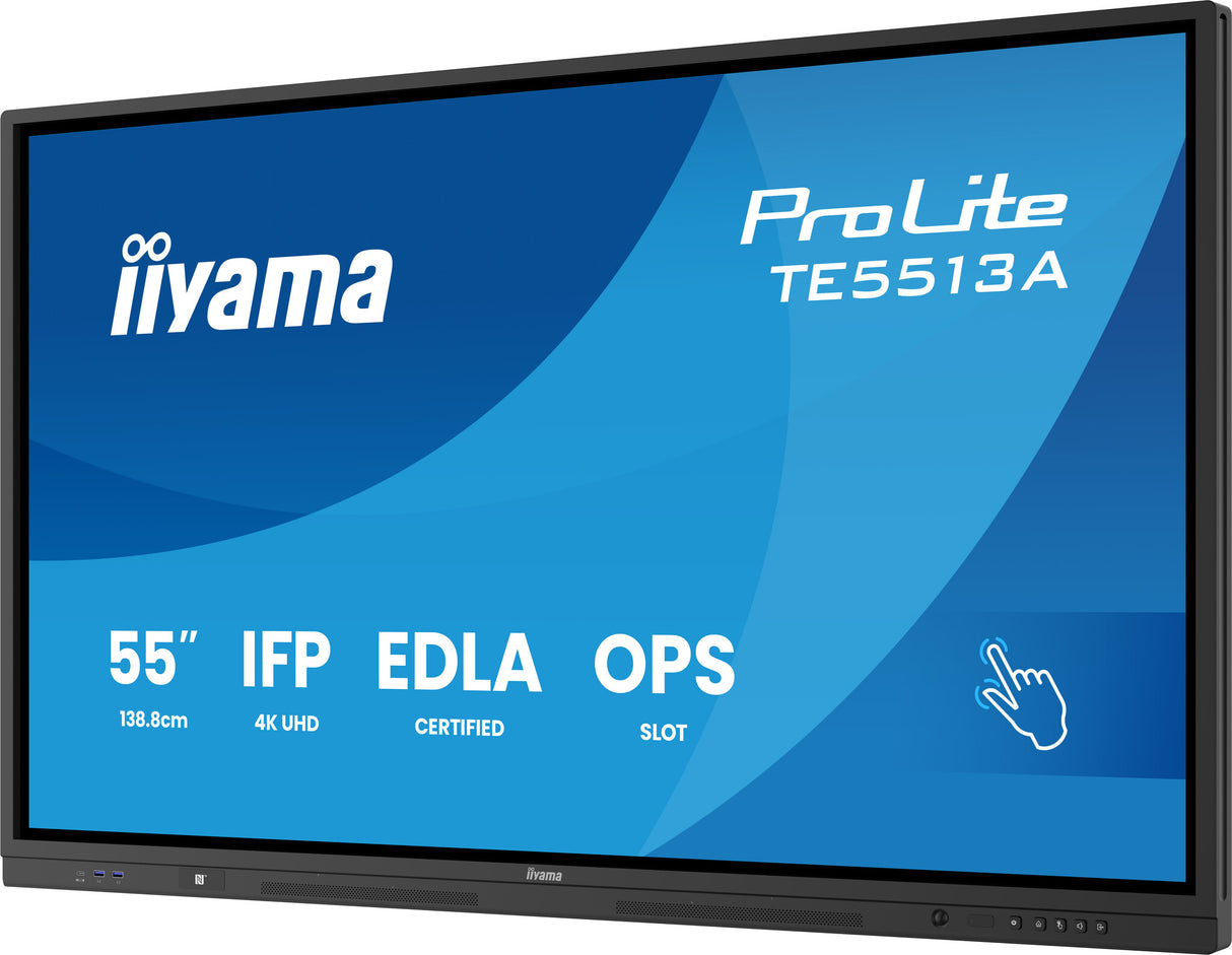 iiyama TE5513A-B2AG Signage Display Interactive flat panel 138.7 cm (54.6") Wi-Fi 500 cd/m² 4K Ultra HD Black Touchscreen Built-in processor Android 24/7