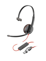 HP Poly Blackwire 3220 Stereo USB-C Black Headset +USB-C/A Adapter (Bulk)