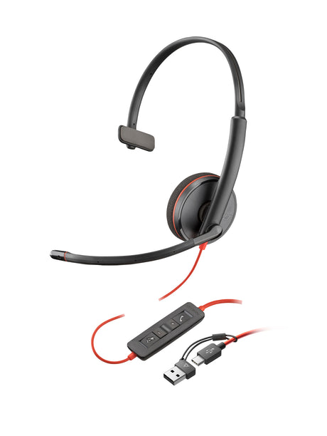 HP Poly Blackwire 3220 Stereo USB-C Headset +USB-C/A Adapter (Bulk)
