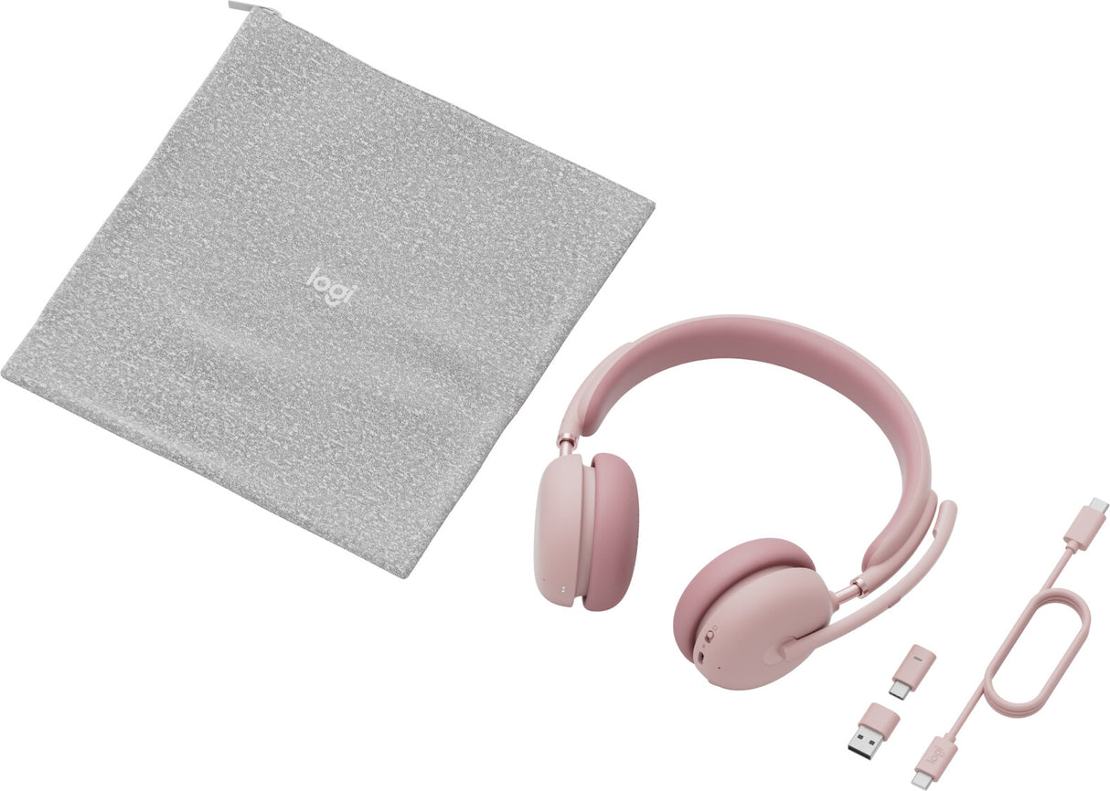 Logitech Zone Wireless 2 Headset Kabel & trådløs Kontor/Callcenter USB Type-C Bluetooth Lyserød