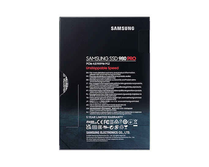Samsung 2TB, M.2, NVMe, PCIe Gen 4.0 x4, V-NAND 3-bit MLC, TRIM, S.M.A.R.T, AES 256-bit, 80.15 x 22.15 x 2.38 mm