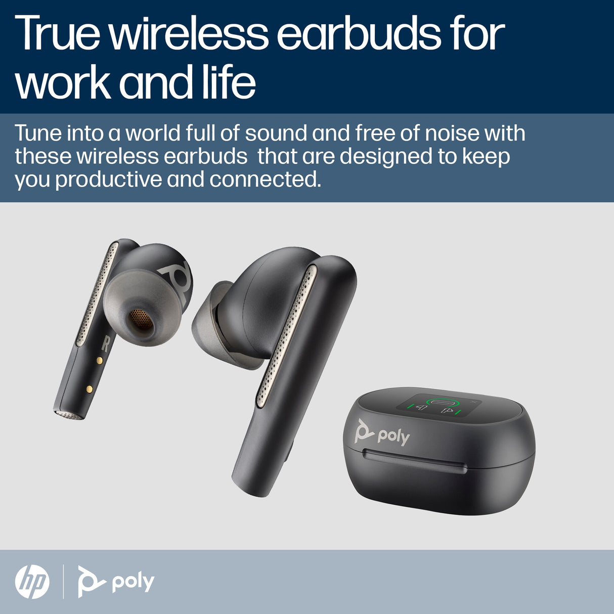Poly Voyager Free 60+ UC Carbon Black Earbuds +BT700 USB-A Adapter +Touchscreen Charge Case