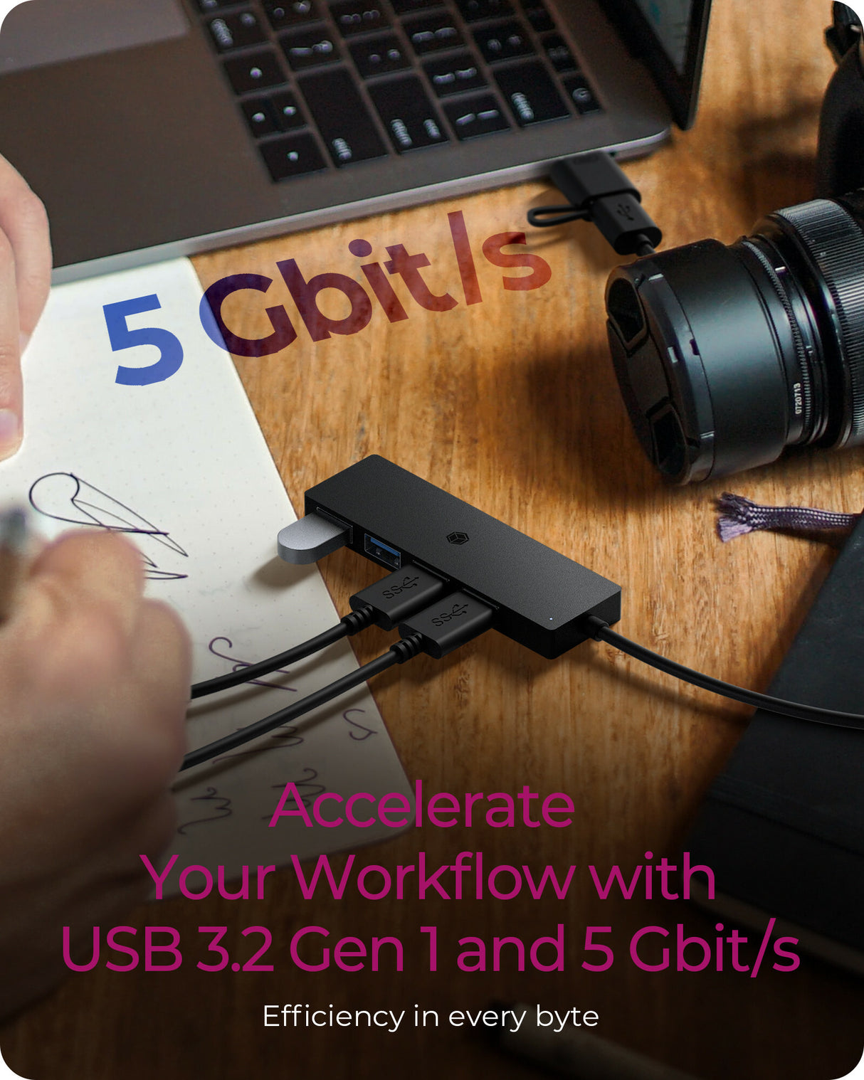 ICY BOX Usb 3.2 Gen 1 (3.1 Gen 1) Type-A + Type-C 5000 Mbit/S Black