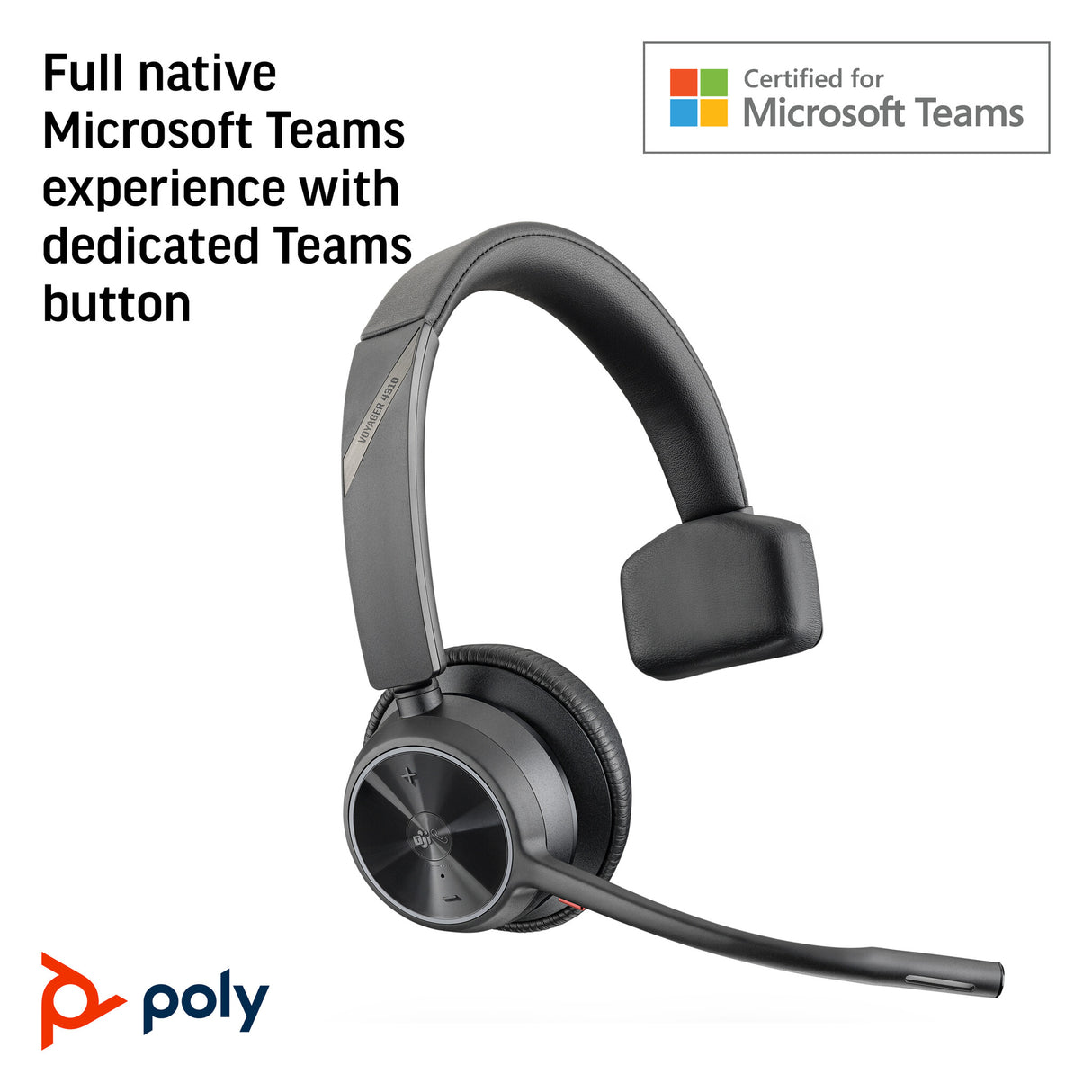 Poly Voyager 4310 Microsoft Teams Certified USB-A Headset +BT700 dongle