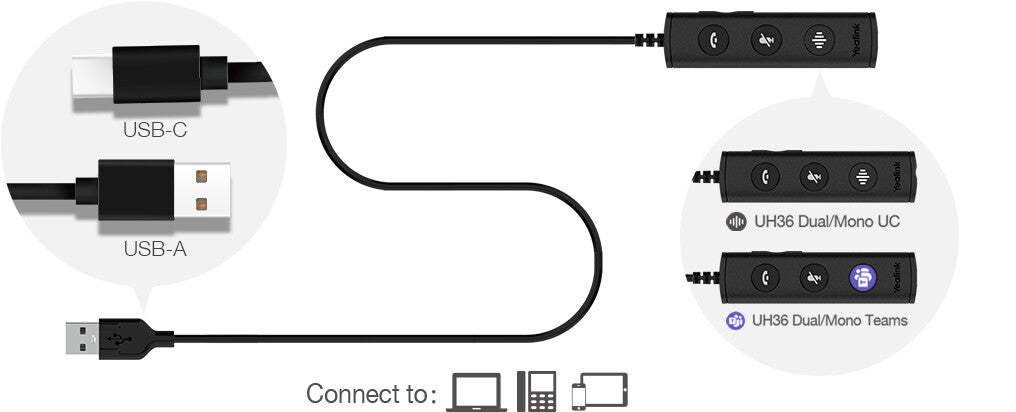 Yealink UH36 Dual Teams Headset Wired Head-band Office/Call center USB Type-A Black, Silver